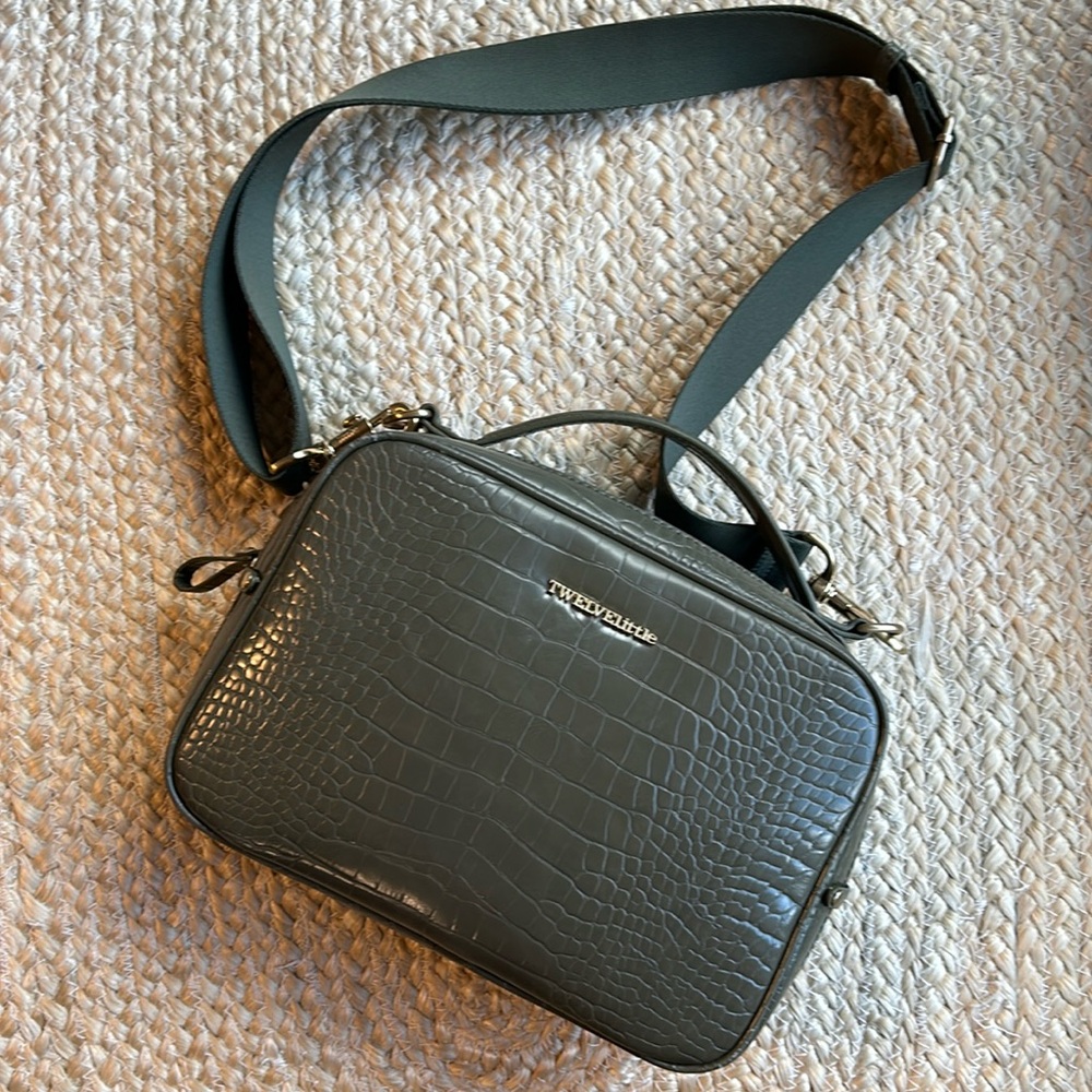Twelve little diaper bag / purse olive green croc